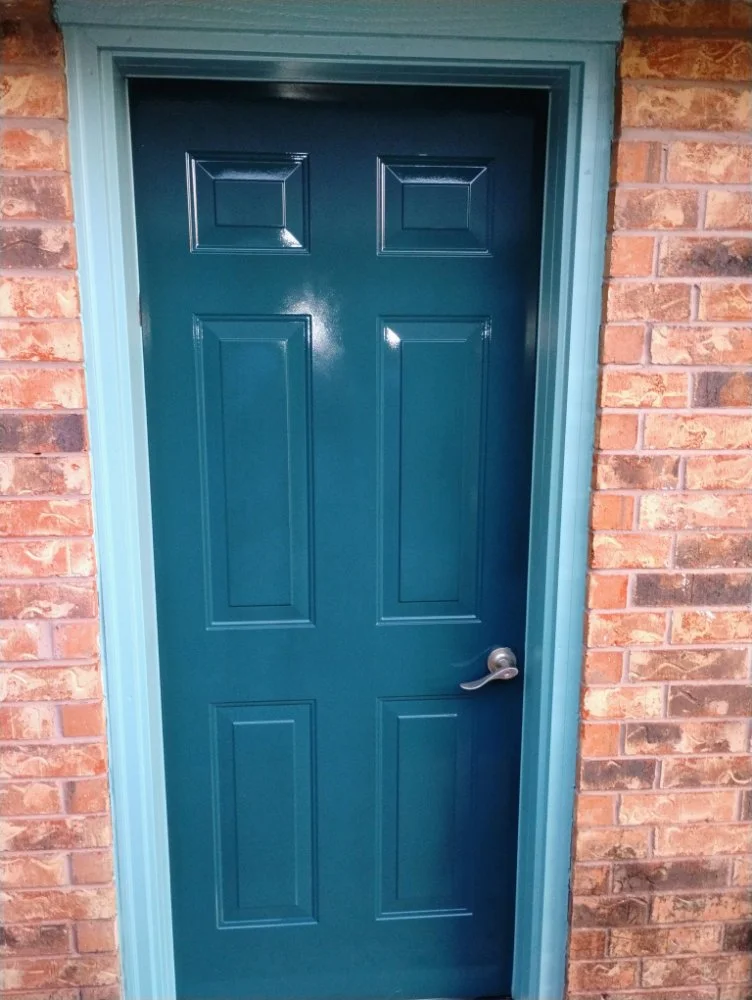 Exterior house thermal blue painting in Edmond, Oklahoma